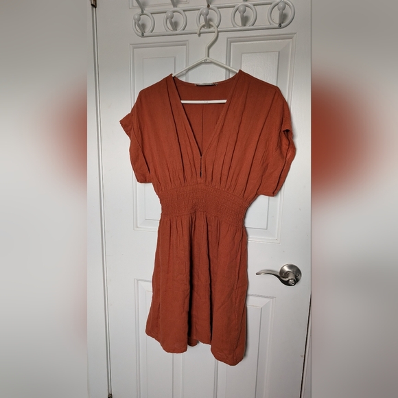 Abercrombie & Fitch | Rust / Burnt Orange Smocked Mini Dress | Size S - Picture 1 of 2